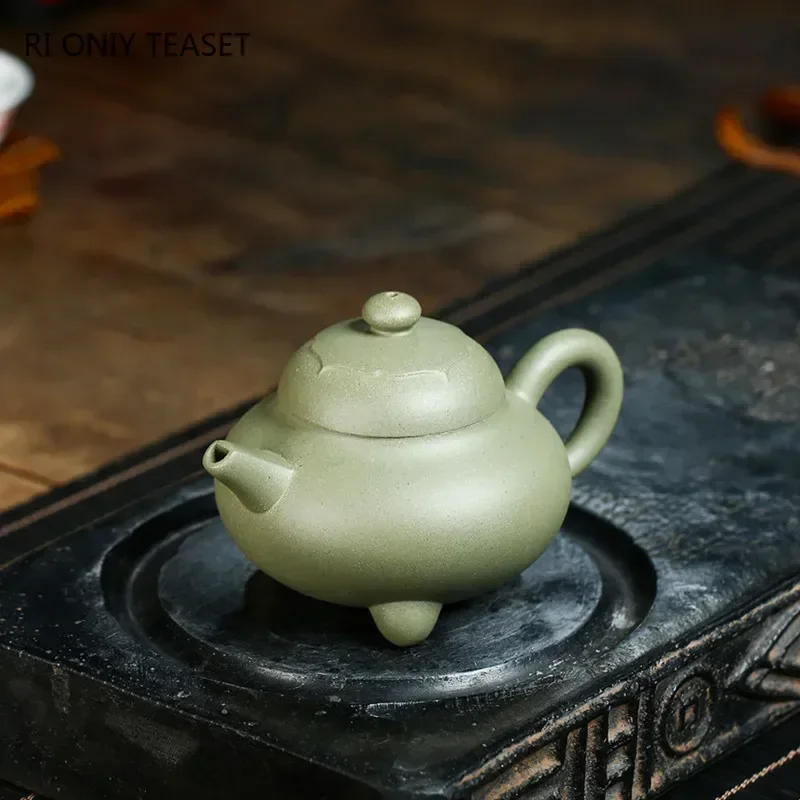 150ml Yixing purple clay teapot, handmade three legged frame shaped original mineral Kung Fu tea set by famous craftsmen