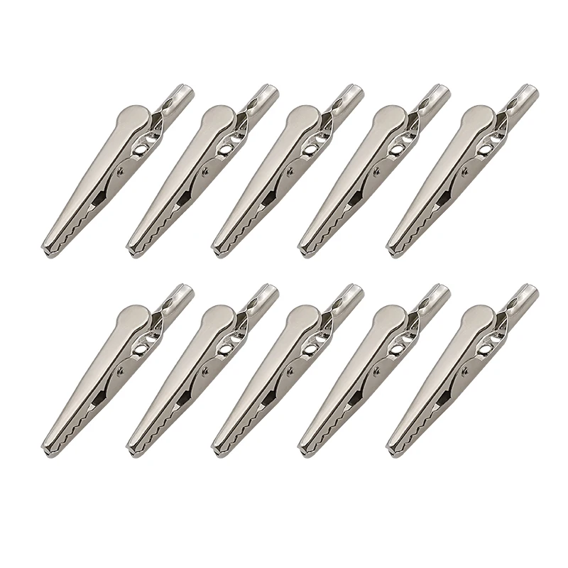 Metal Alligator Clips Connector Crocodile Electrical Test Cable Leads Testing Probe Clip Battery Clamps Length 50mm 10Pcs