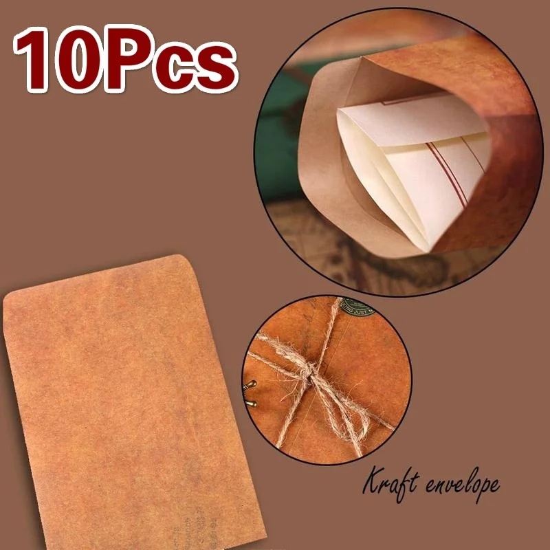 Old Style Vintage Paper Envelope 10Pcs/lot Brown Kraft Packaging Retro Postcard Invitation Card Small Gift Letter