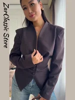 Blazer élégant à lacets, cintré à la taille, à ourlet asymétrique, col en V, simple boutonnage, pour femme, nouvelle collection, mode professionnelle 4