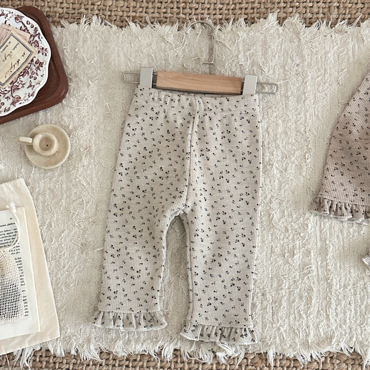 Neue Winter Kleinkind Mädchen Hosen Kinder Kinder Warme Hosen Spitze Saum Kleine Blumen Druck Außerhalb Vielseitig – Detail 3