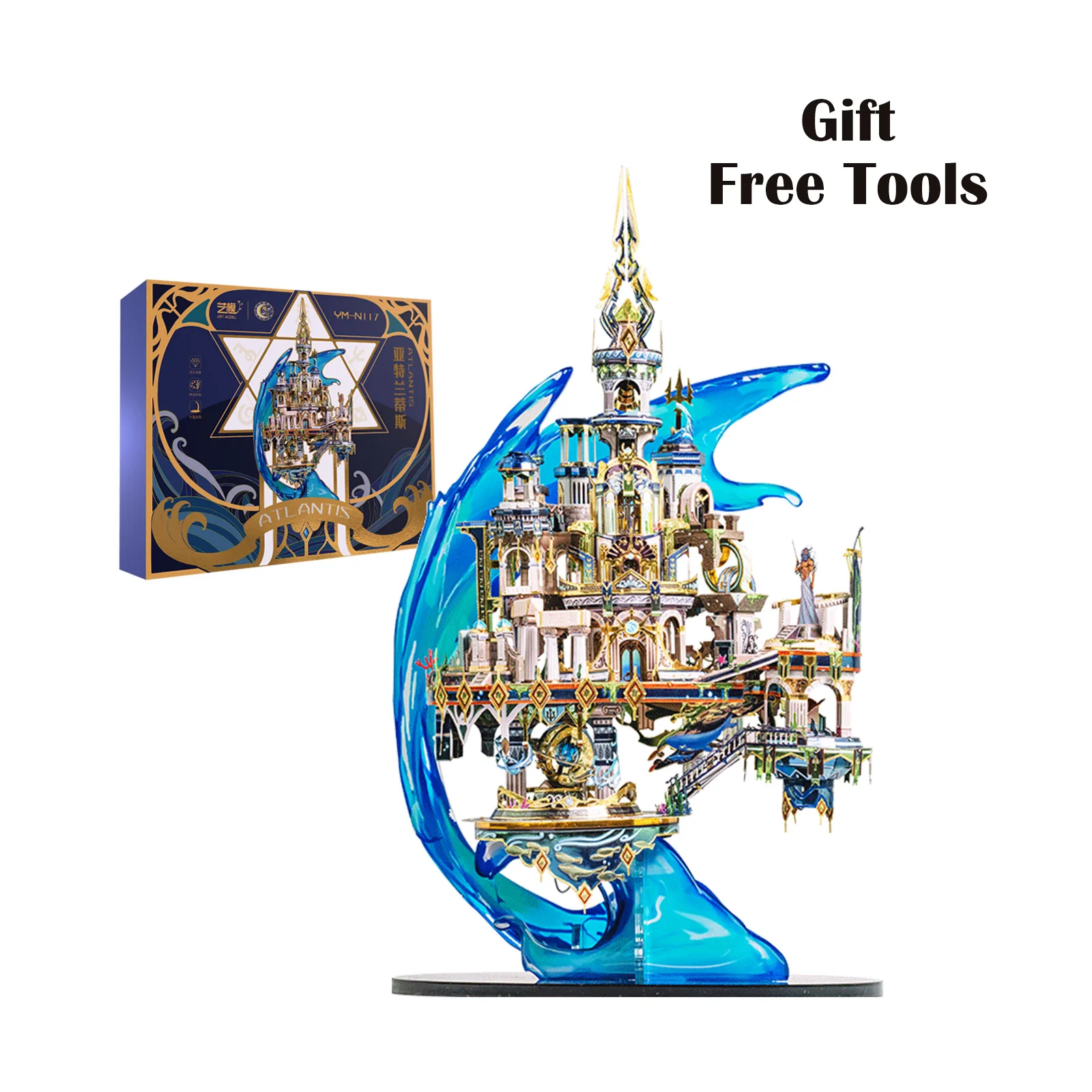 MU 3D Metal Puzzle ATLANTIS DIY Assembly Western building Model kits Toy For Adults Children Gift for Friend
