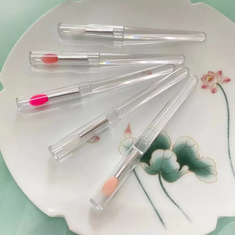 휴대용 실리콘 립 브러쉬, 커버 포함, 부드러운 다기능 립밤 어플리케이터, 립스틱 립글로스, 플랫 메이크업 브러쉬