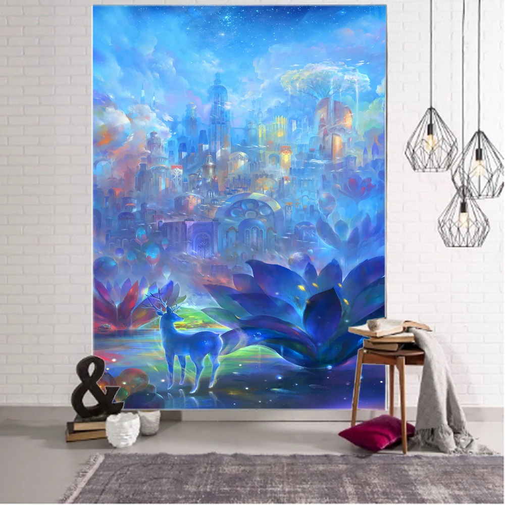 3D Dream Landscape Tapestry Datura Bohemian Hippie Wall Decorative Tapestry Home Background Decorative Tapestry