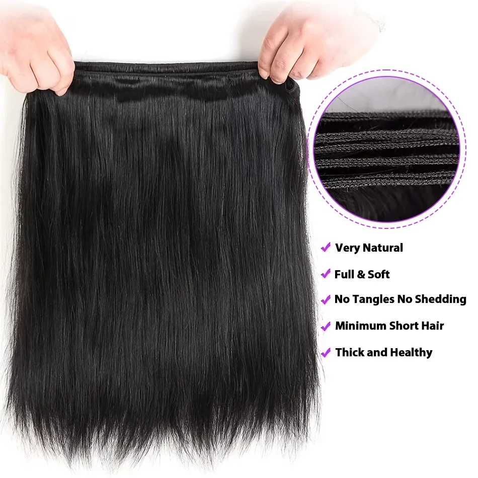 16A Human Hair Brazilian Raw Virgin Unprocessed Extensions Bone Straight 1 2 3 4 Bundles Double Weft Bulk Braiding Hair 3