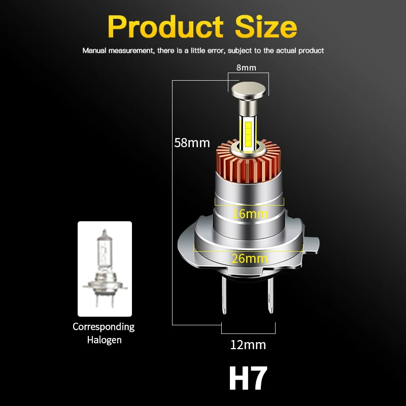 1/2�� 360 H7 LED ������Ʈ ���� �̴� ���� 4�� CSP Ĩ �̴� ���� �� ���� 12V ���� ȭ��Ʈ �÷��� �� �÷��� �ڵ��� ���̿��� 1:1