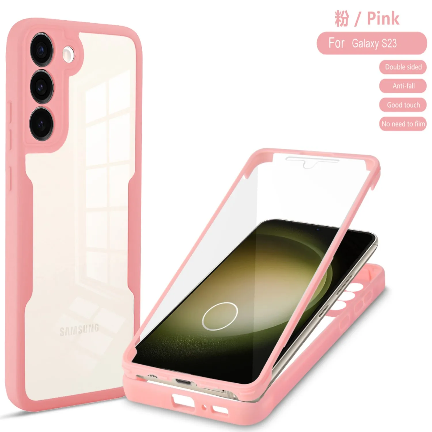 360° Shockproof Transparent Phone Case with Built-in Screen Protector