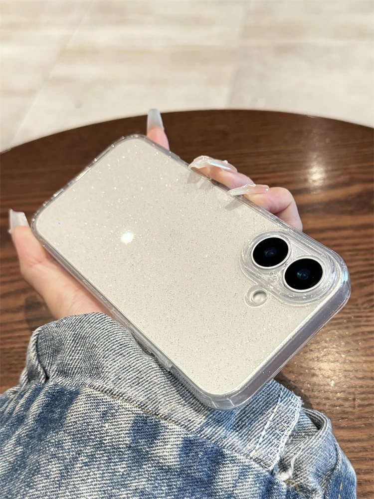 Elegant Bling Glitter Shockproof Clear Phone Case - Soft & Transparent Cover