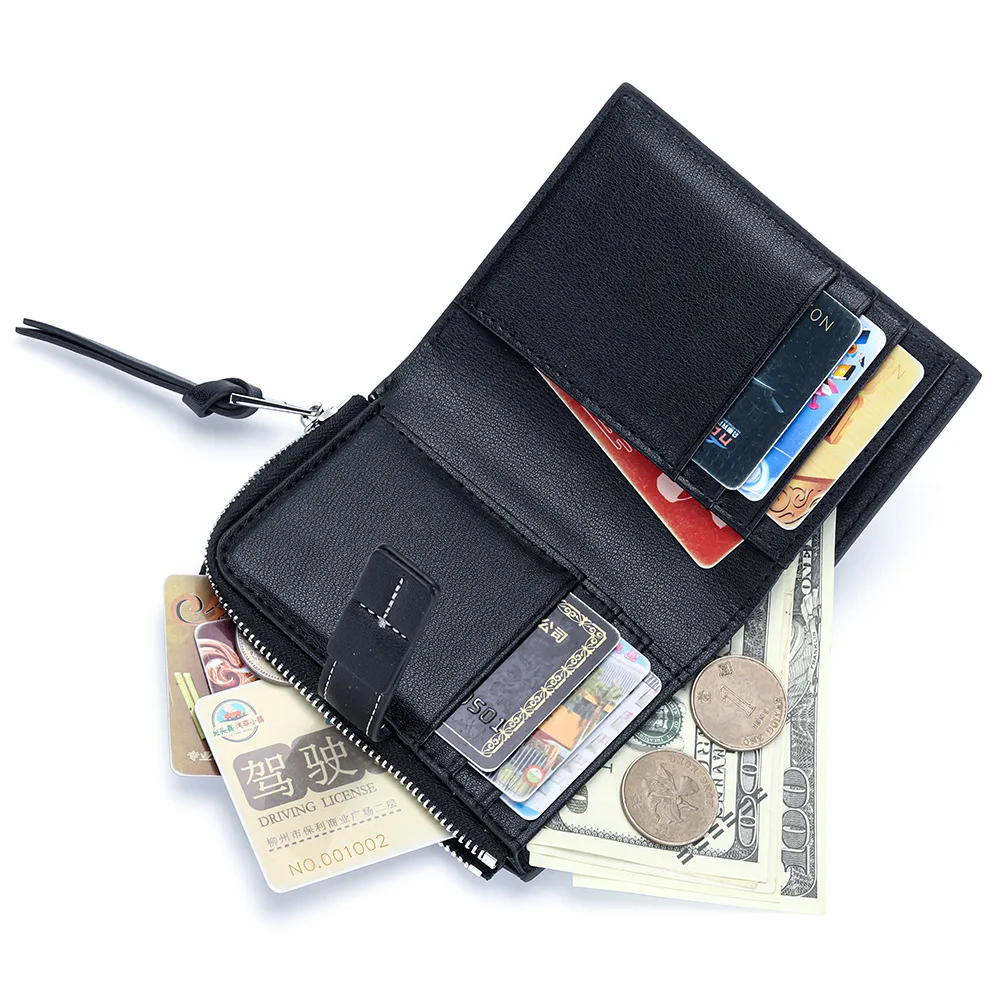 Small Wallet for Women Genuine Leather Short Card Holder Organizer Pocket Compact Bifold Ladies Mini Purse with Zip Coin Pocket