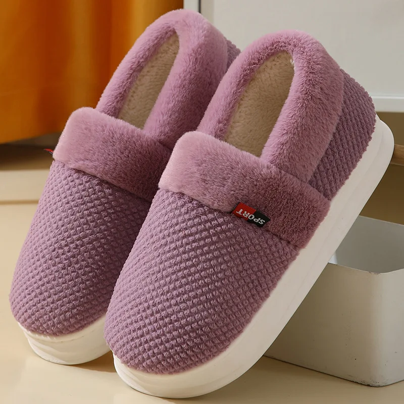 2023 Winter New Cotton Shoes Warm Platform Women Men Home Slippers Mom Dad Indoor Non-slip Plush Slippers Comfort Furry Slides