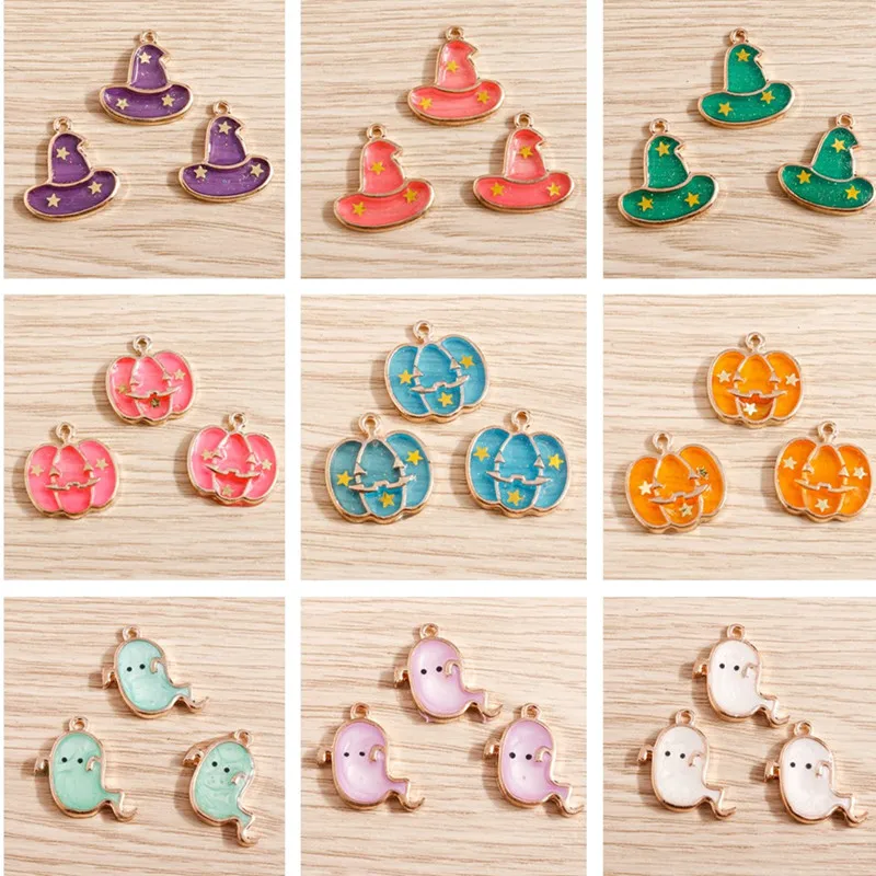 10 stücke mischen niedlichen Acryl Halloween Kürbis Hut Geist Charms Anhänger für Schmuck machen Tropfen Ohrringe Halsketten Armbänder DIY Geschenk