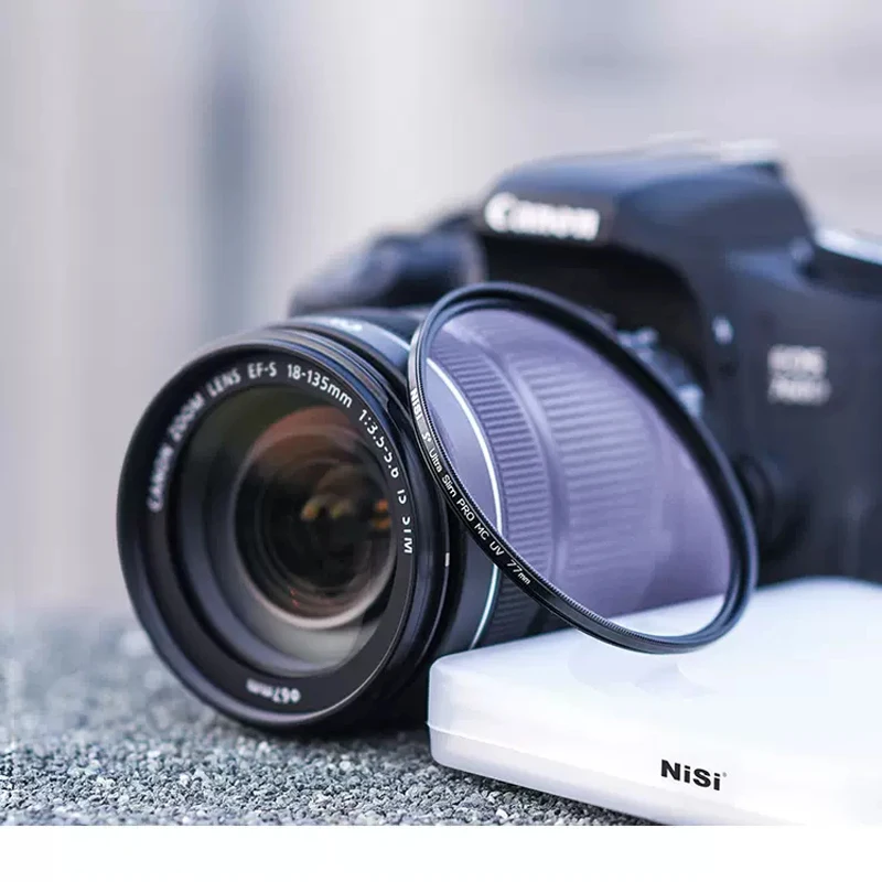 Filtre photo ND vissé sur objectif 52mm, avec reflet dans le verre