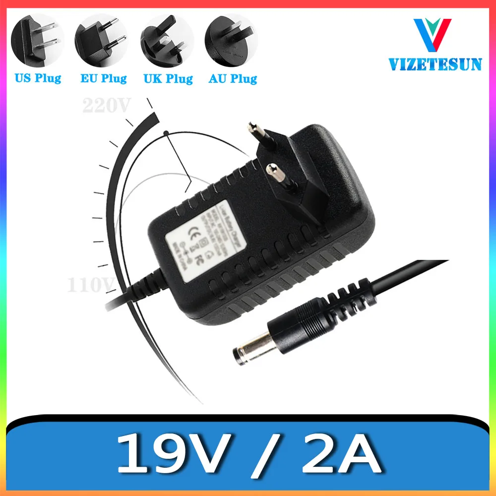 Adaptador de Energia para Monitor Lcd tv Box Plug ue Plug Eua au Plug Metros 2000ma 3.5 mm x 1.35 mm 19v 2a