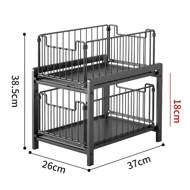 Under Sink Shelf Cabinet Organizer  2-Layer Removable Pull-Out Kitchen Under Sink Organizer Storage Rack with Drawers 6