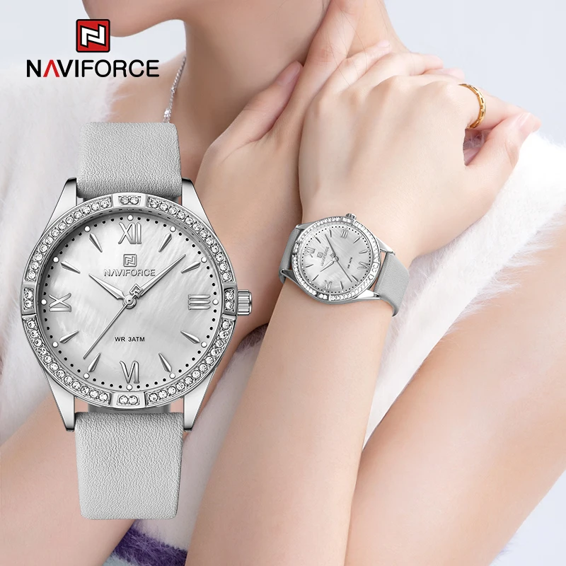 

Ladies Watch NAVIFORCE Simple Casual Female Leather Quartz Wristwatch Sport Waterproof Watches for Women NF5038 Relogio Feminino