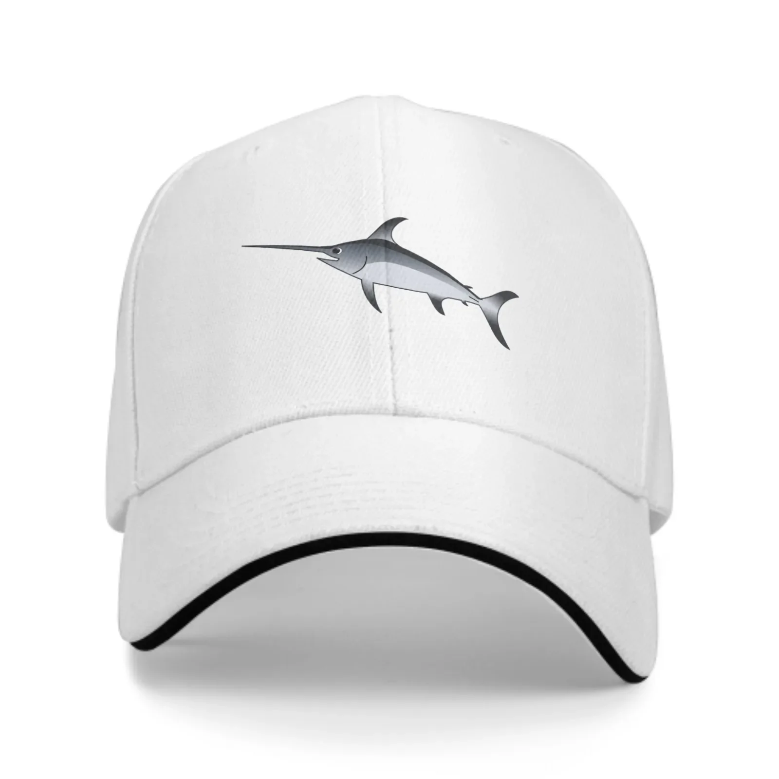 Adjustable Fashion Wild Caps Swordfish Print Washed Sandwich Caps Sports Outdoor Baseball Hat 2