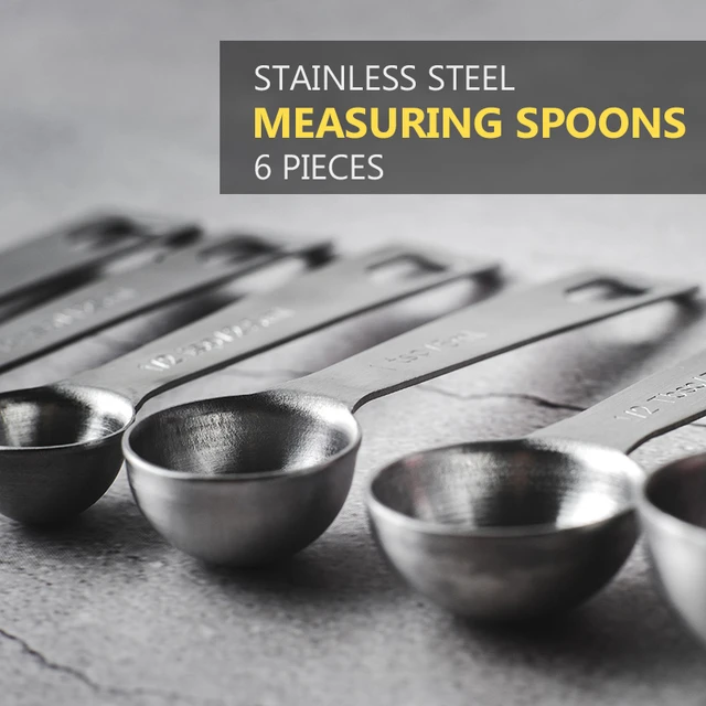 Multipurpose 6pcs/Set Measuring Spoon Coffee Powder Spice Stainless Steel  Food-Grade Measure Scoop Baking Kitchen Tools - AliExpress
