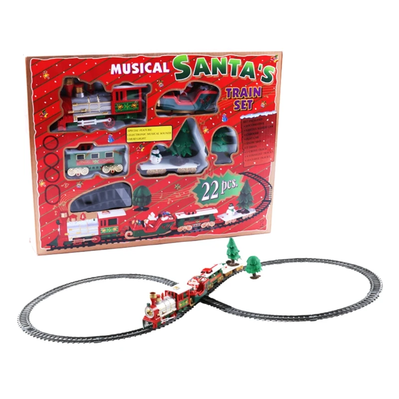 

Electric Musical Christmas Steam Train Set 412CM Length Track Gift for Kid 22Pcs