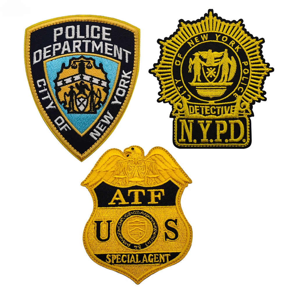 

ATF NYPD POL Armband Embroidery Patches Hook & Loop Fastener on Clothes Morale Badge Decoration for Clothing Hat Backpack