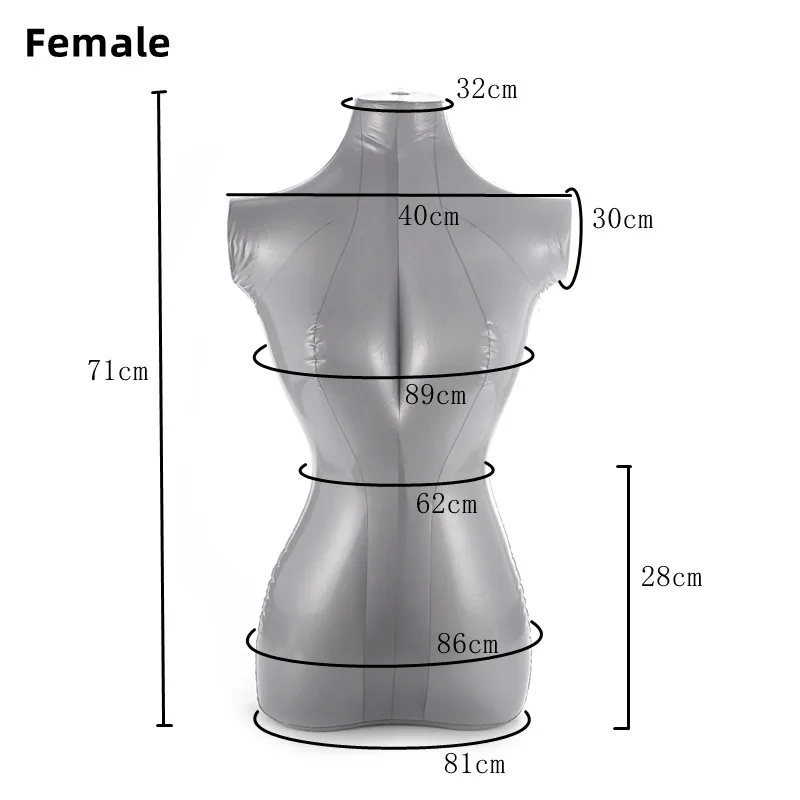 Description Picture 3 of itemA PVC Silver Inflatable Upper Body Model Women Men and Children Mannequin Clothing Body Display Props