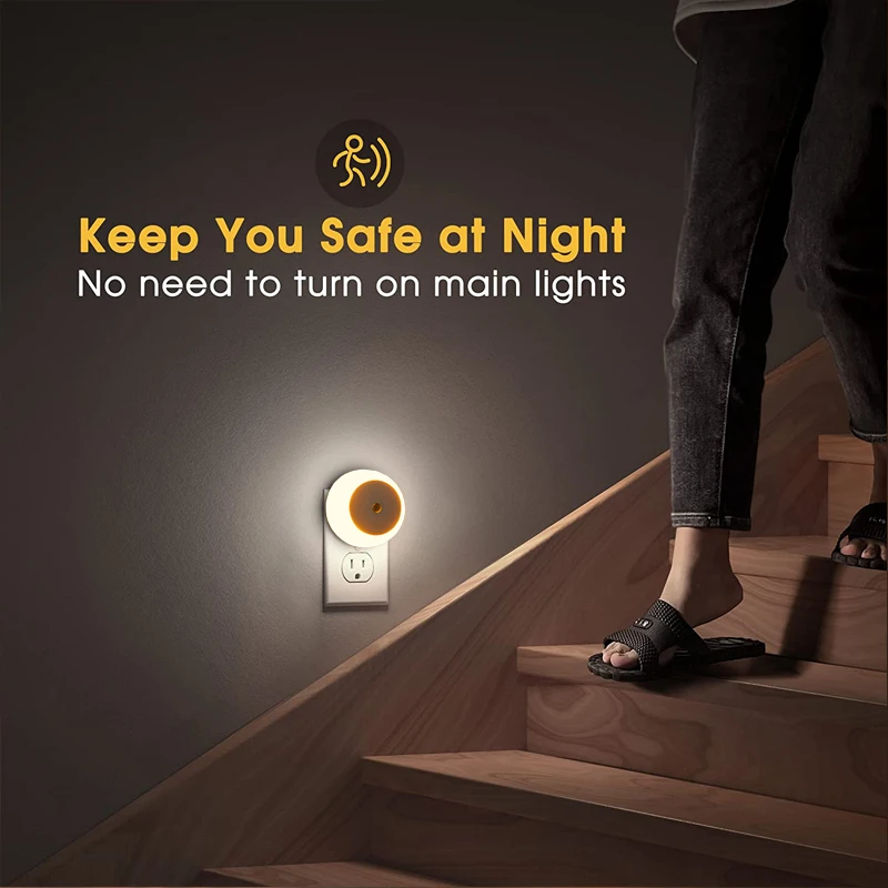 LED Night Light Light Sensor EU/US Plug-in Wall Lamps Bedroom Kitchen Corridor Stairs Kids Room Decor Wireless