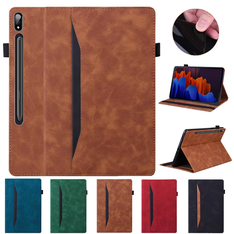 Couro Case Tablet Negócios Capa de Livro para Samsung Galaxy Tab s9 s8 s7 Além Disso fe Ultra pu