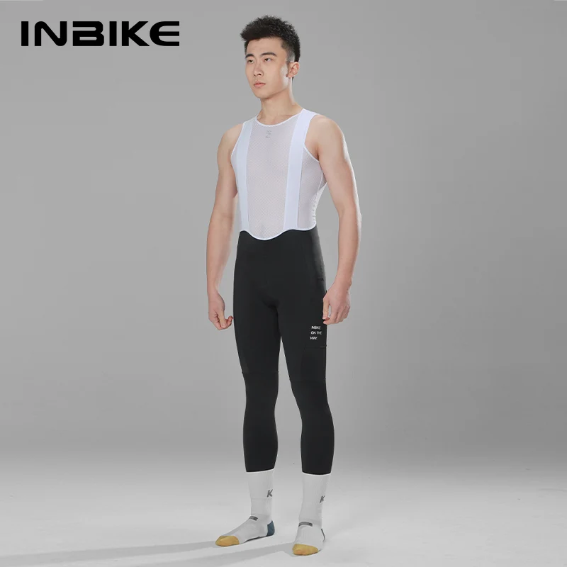 

INBIKE Men's Cycling Bib Tights Padded Riding Bike Bib Toursers Pants with Pocket Man MTB Biking Bicycle Long Leggings Clothing