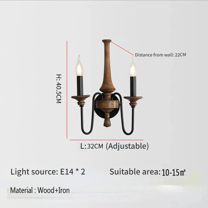 American Style Rural Wooden Wall Lamps for Living Room Bedroom Bedside Lamp Corridor Staircase Aisle Homestay Hotel Lighting