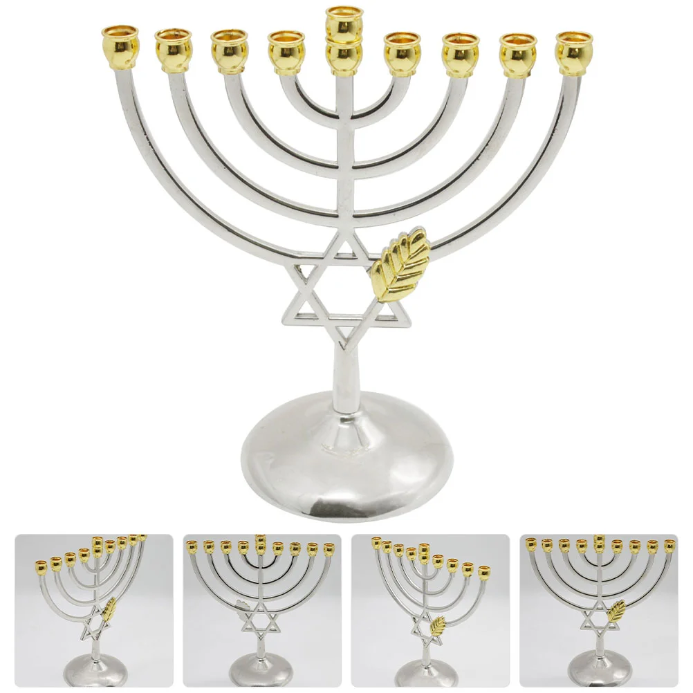 FOMIYES Hanukkah Menorah 7 Braccia In Argento - Candelabro Ebraico Per Decorazione Tavola
