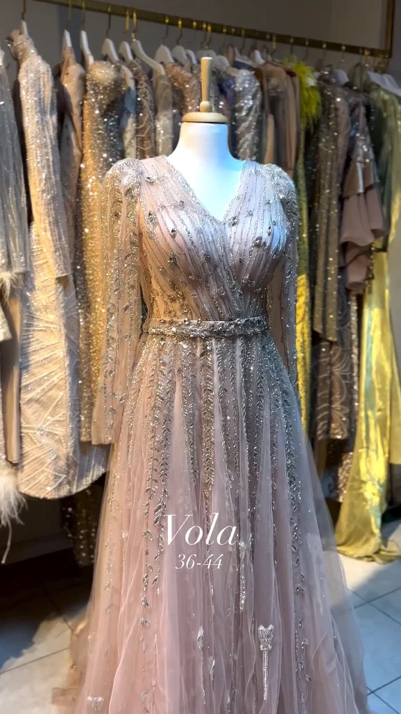 FATAPAESE Arab Long Full Sleeve Fully Crystal Beadedings Gems Crystals Maxi Tail Evening Dresses Gowns Formal Abiye