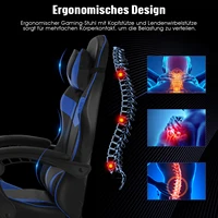 Chaise Gaming avec Massage, Support Lombaire et Repose-Pieds 5