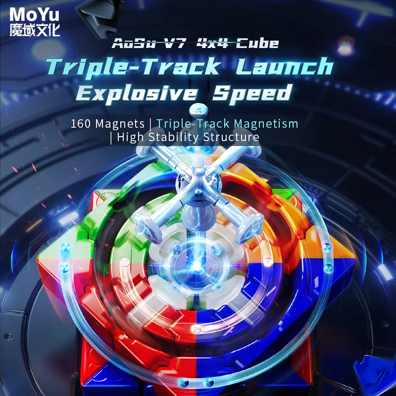 [Picube] MoYu AoSu V7 4x4x4 58mm Cube 4x4 Magnetic Magic Cube Puzzle Professional WR M Speed Cube Educational Kid Toys 2