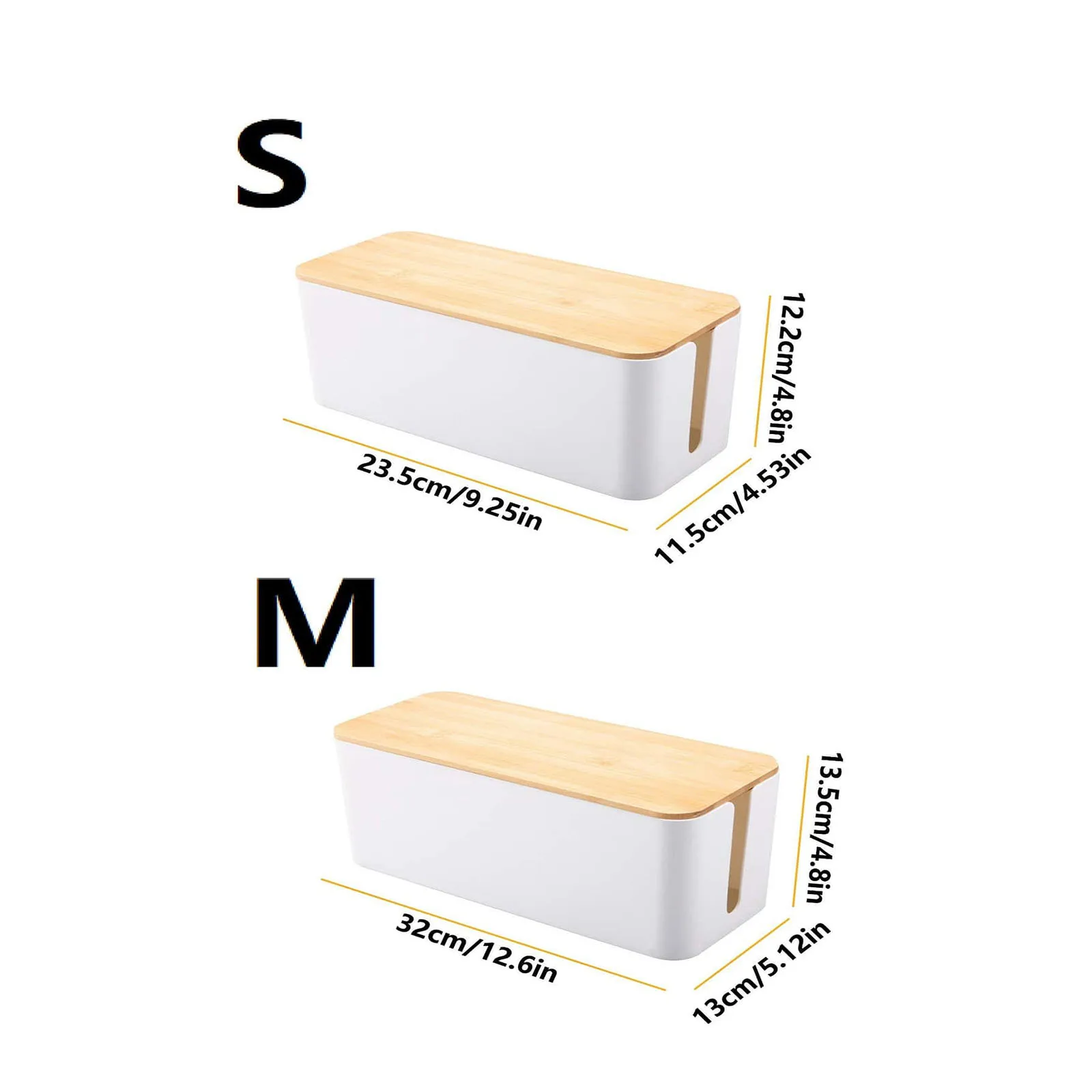 Cable Management Box, Cord Box Hider,Extension Socket Cord Organizer Box with Bamboo Wood Cover for Router Desk Power Strip 2