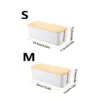Cable Management Box, Cord Box Hider,Extension Socket Cord Organizer Box with Bamboo Wood Cover for Router Desk Power Strip 2