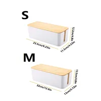 Cable Management Box, Cord Box Hider,Extension Socket Cord Organizer Box with Bamboo Wood Cover for Router Desk Power Strip 2