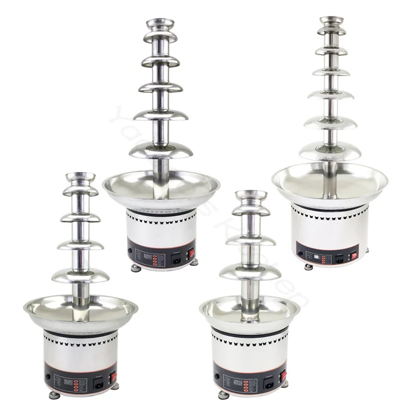 Electric 5 Layers Chocolate Fountain Hot Pot Chocolate Waterfall Machine Melting Warming Function for Family Office Party