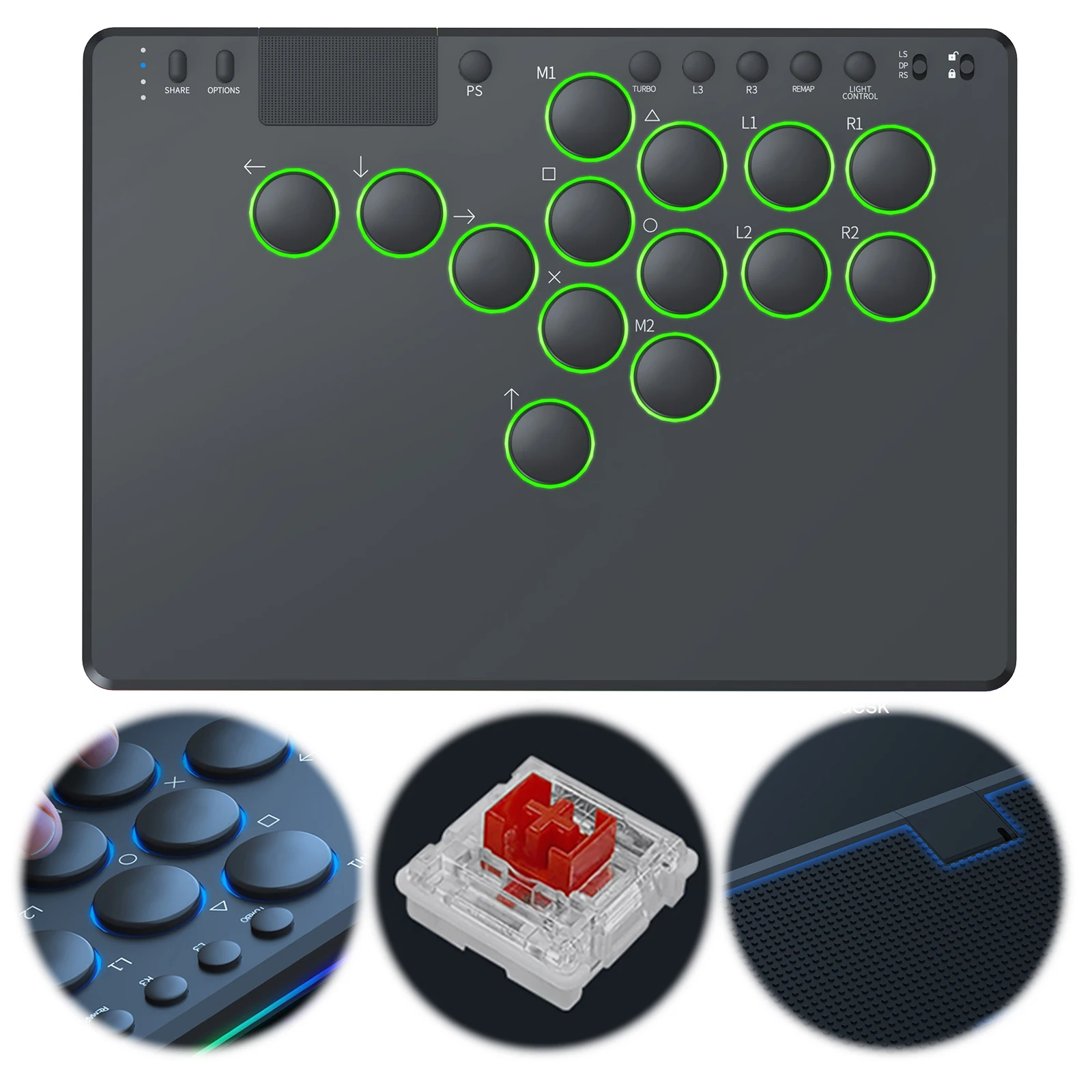 14키 레버리스 컨트롤러 아케이드 스틱(RGB 올버튼 아케이드 컨트롤러 포함)는 스위치/PS4/PC 게임용 핫스왑을 지원합니다.
