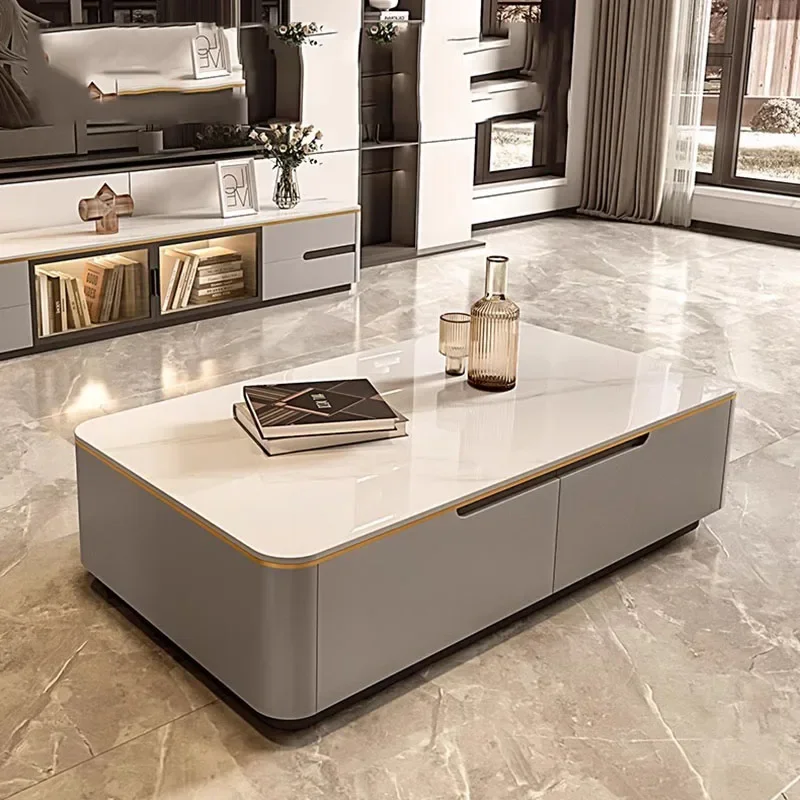 

Living Room Luxury Coffee Table Trau Storage Modern Mesa Lateral Mobile Coffe Table White Minimalist Couchtisch Furniture