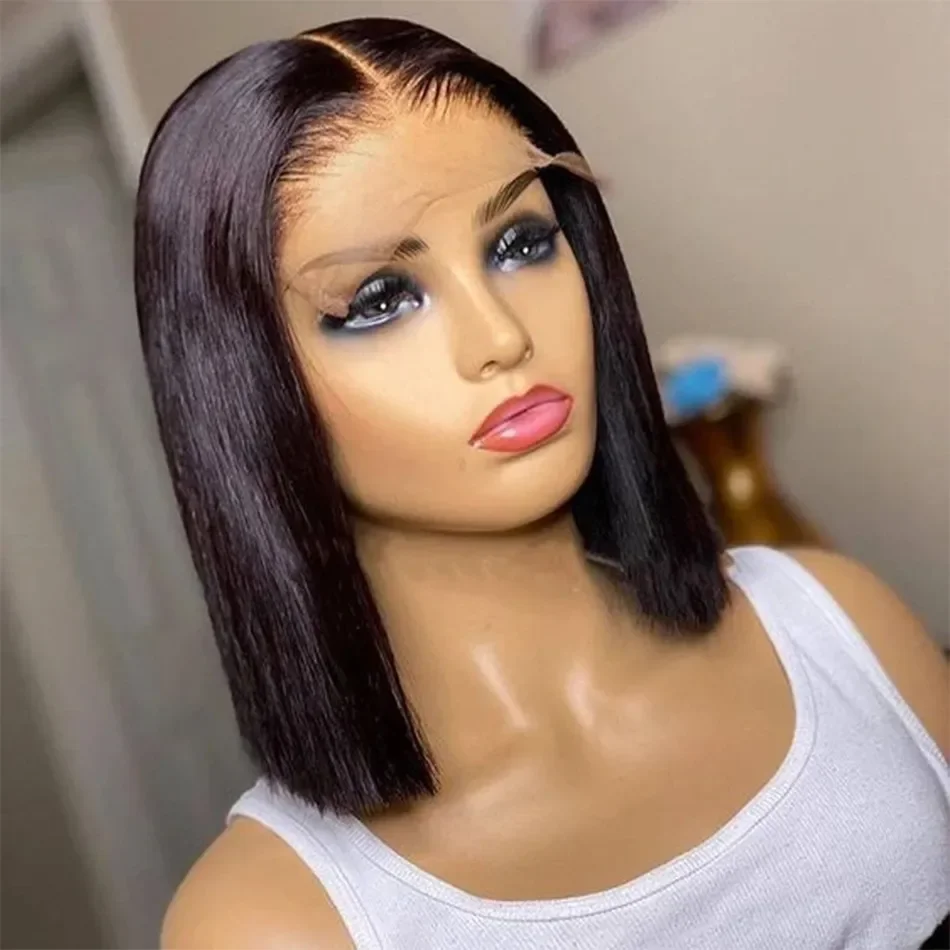 

13x4 Hd Lace Frontal Wig Short Bob Human Hair Wigs 100% For Women Brazilian Remy Hair Swiss Lace Bone Straight Lace Front Wigs