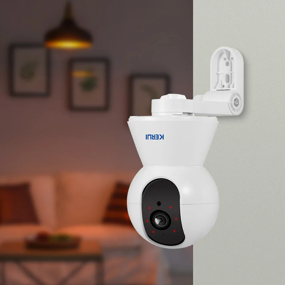 KERUI 4K 8MP Tuya Smart Mini WiFi IP Camera With Bracket Indoor Wireless Home Security AI Human Detect CCTV Surveillance Camera 4
