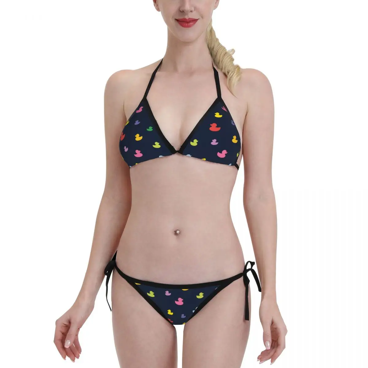 

2022 Women Sexy Bikini Swimsuit Colorful Cute Yellow Duck Beachwear Set Push Up Bathing Suit