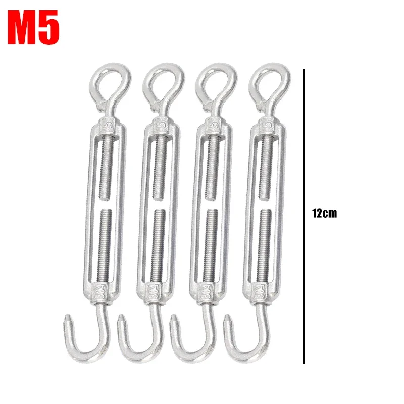 Tenditore Acciaio Inox 304, 6 Pezzi M4 Tenditore a Fune, Tenditore Filo Regolabile Tenditori Gancio e Occhiello, Cavi in Acciaio Tenditori per Funi, Antenna, Installazione di Amache