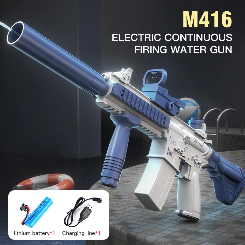 קיץ חדש M416 חשמלי מים אקדח נטענת ארוך טווח רציף ירי שטח מסיבת משחק ...