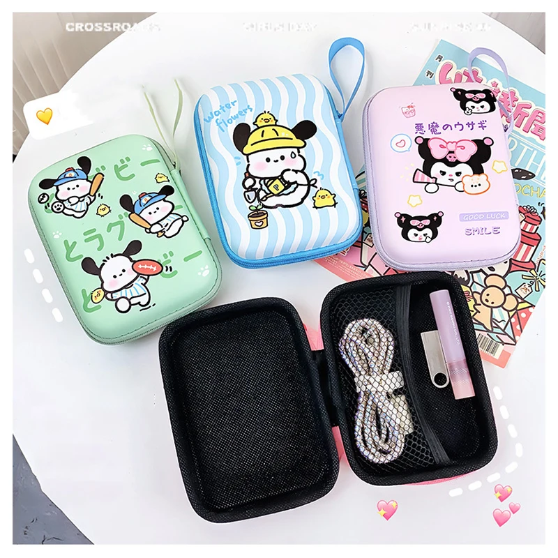 

Kawaii Kuromi почтовый пакет для хранения Cinnamoroll Pu линия передачи данных ударопрочный портативный U-диск наушники кабель хранилище защитный чехол