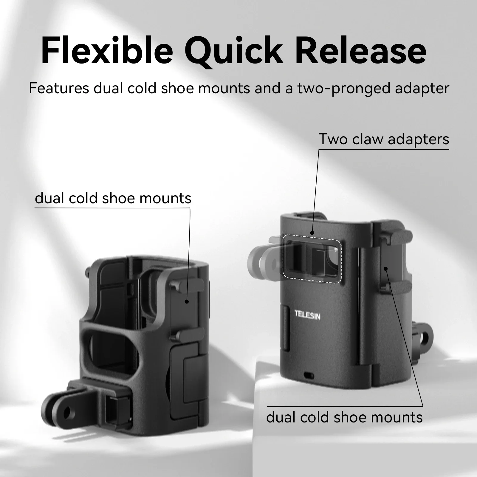 TELESIN Telaio Multifunzionale per DJI OSMO Pocket 3 Accessori Adattatore di Espansione Leggero a Sgancio Rapido con Doppia Scarpa Fredda  44