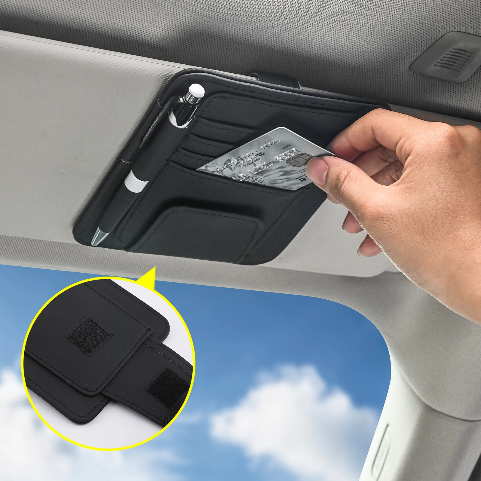 Car Visor Organizer Multi-Pocket Pouch Bag Card Glasses Storage Holder Scratch-resistant For Car Interior