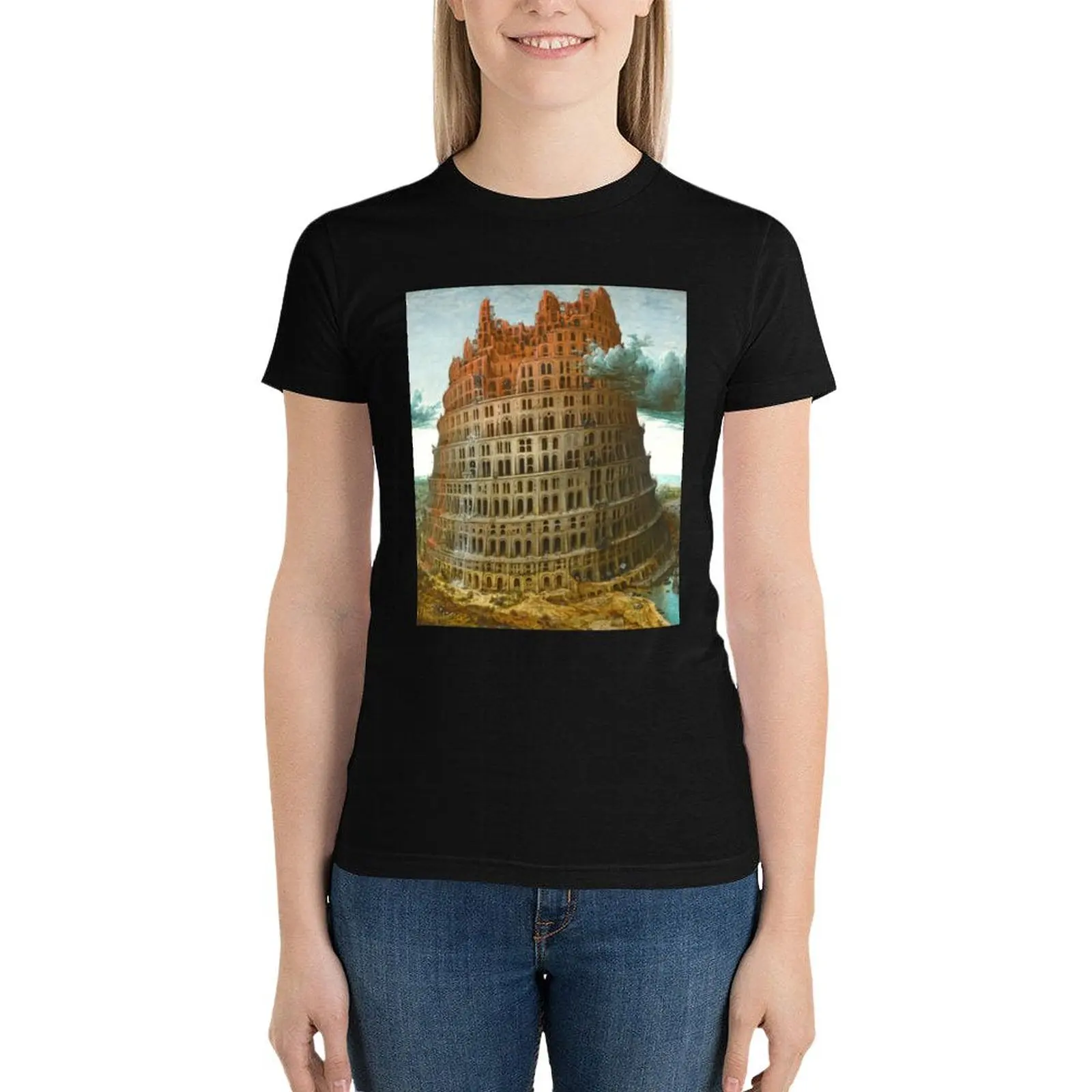 

HD. The (Little) Tower of Babel, by Pieter Bruegel the Elder. HIGH DEFINITION T-Shirt plus sizes summer tops woman t shirt