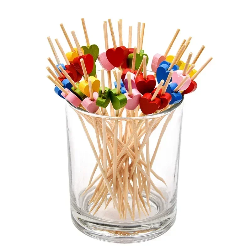 100PCS Fruit Stick Bamboo food picks Cupcake Fruit Fork Party Dessert Salad Stick Cocktail Skewer For Wedding Decor