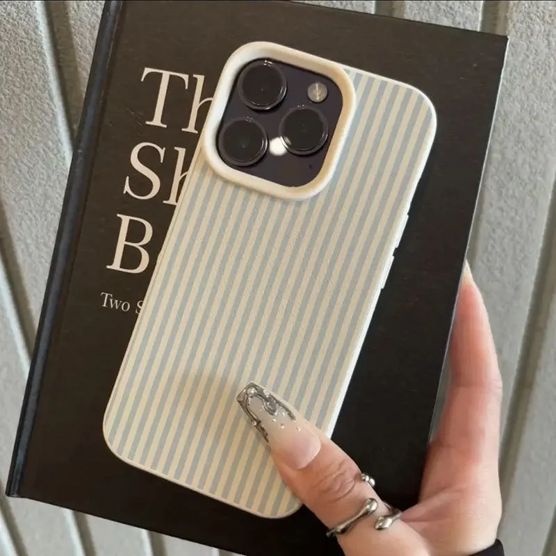 Minimalist Light Blue Striped Shockproof Phone Case - Soft Cover