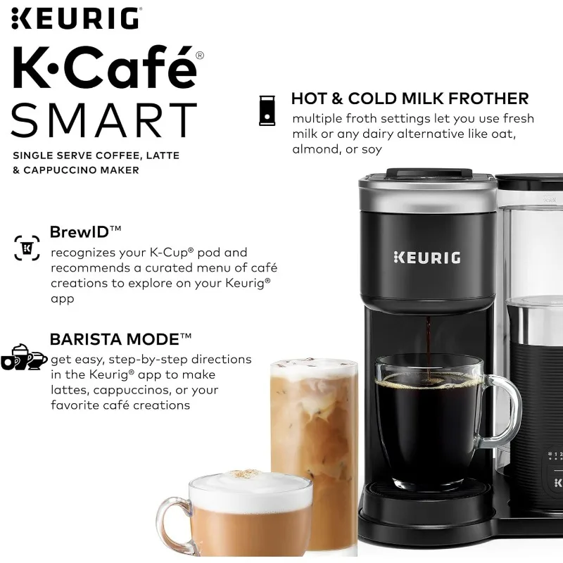 Keurig K-Cafe SMART Single Serve K-Cup Pod Coffee, Latte and Cappuccino Maker, Black 4